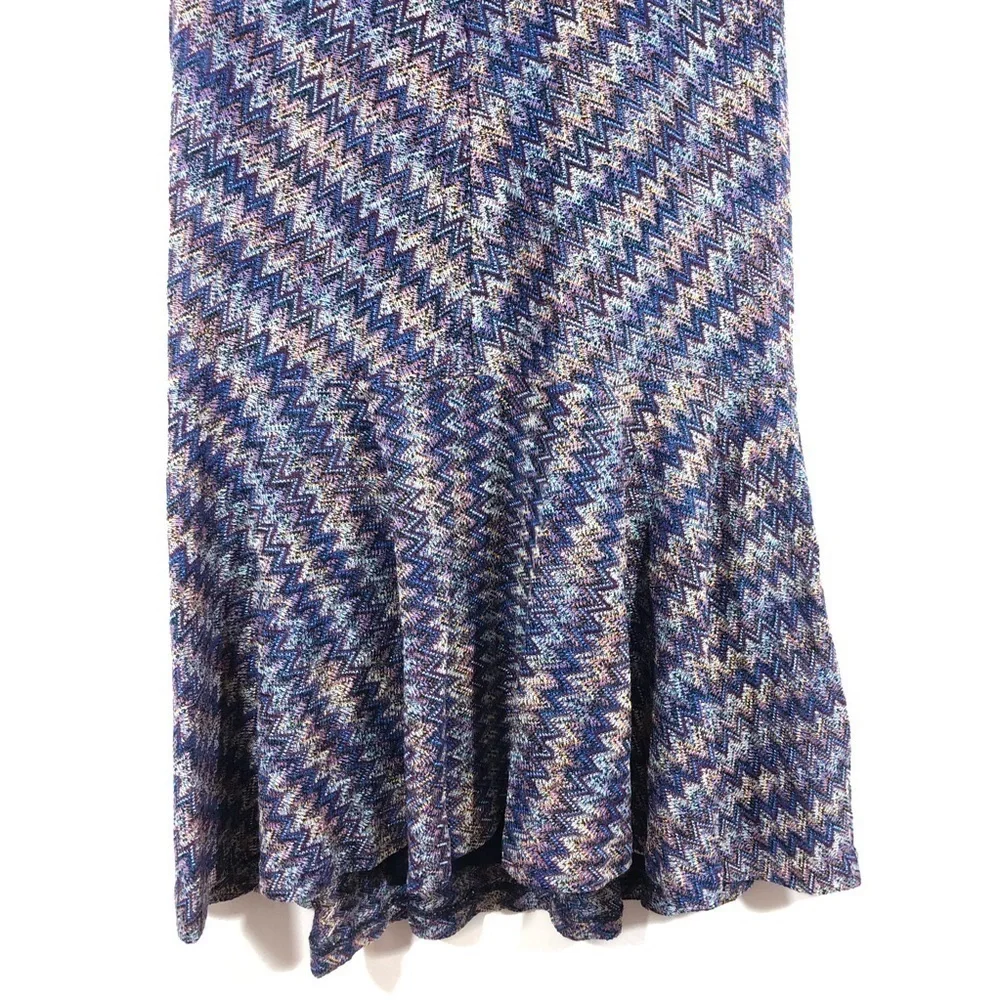 Maeve Anthropologie Blue Chevron Knit Dress S